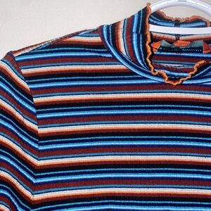 Striped long sleeve shirt with mock neck